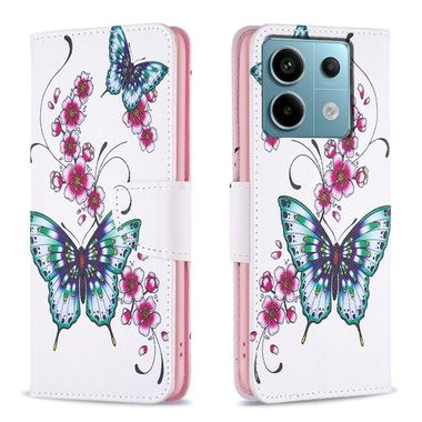 Peňaženkové kožené puzdro Drawing na Xiaomi Redmi Note 13 Pro 4G - Flowers Butterfly