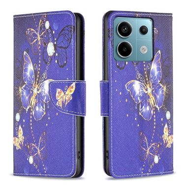 Peňaženkové kožené puzdro Drawing na Xiaomi Redmi Note 13 Pro 4G - Purple Butterfly
