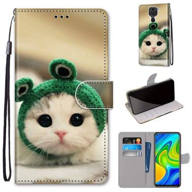 Peňaženkové kožené puzdro DRAWING na Xiaomi Redmi Note 9 - Frog Kitten