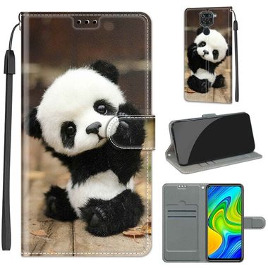 Peňaženkové kožené puzdro DRAWING na Xiaomi Redmi Note 9 - Wood Board Panda