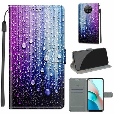 Peňaženkové kožené puzdro DRAWING na Xiaomi Redmi Note 9T - Purple Blue Water Drops