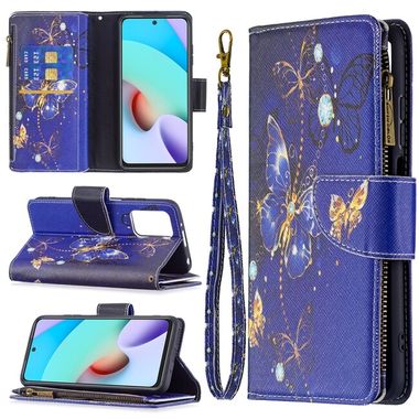 Peňaženkové kožené puzdro DRAWING Xiaomi Redmi 10 - Purple Butterfly