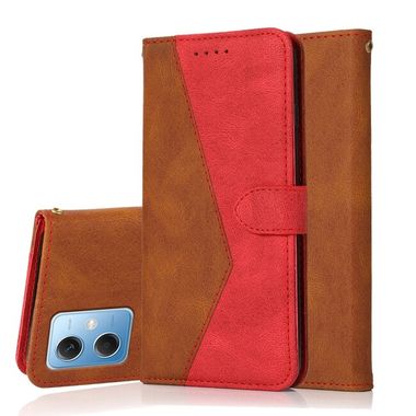 Peňaženkové kožené puzdro DUAL-COLOR na Xiaomi Redmi Note 12 5G – Hnedočervená