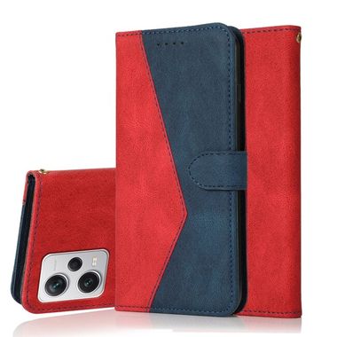 Peňaženkové kožené puzdro Dual-colorl na Xiaomi Redmi Note 12 Pro 5G – Ćervená a Modrá
