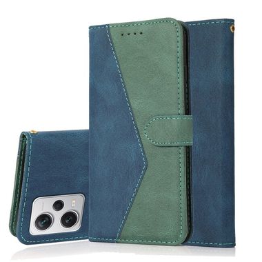 Peňaženkové kožené puzdro Dual-colorl na Xiaomi Redmi Note 12 Pro 5G – Modrá a Zelená