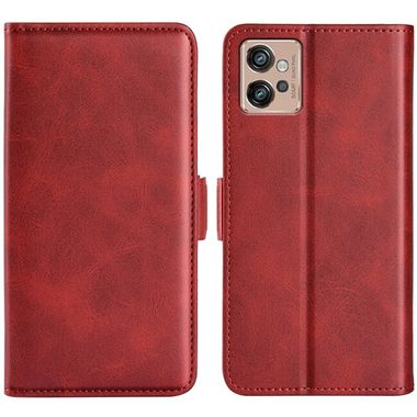 Peňaženkové kožené puzdro DUAL-SIDE na Motorola Moto G32 - Červená