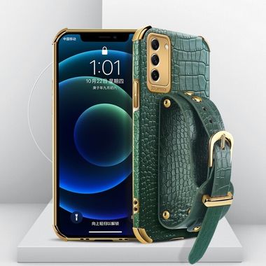 Peňaženkové kožené puzdro ELECTROPLATING na Samsung Galaxy S23 5G – Zelená