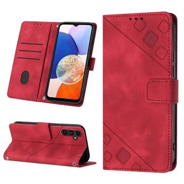 Peňaženkové kožené puzdro Embossed Marble na Samsung Galaxy A25 5G - Červená