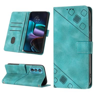 Peňaženkové kožené puzdro Embossed na Motorola Edge 30 - Zelená