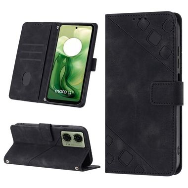 Peňaženkové kožené puzdro Embossed na Motorola Moto G04/ G24 - Čierna