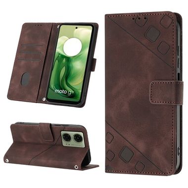 Peňaženkové kožené puzdro Embossed na Motorola Moto G04/ G24 - Hnedá