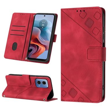 Peňaženkové kožené puzdro Embossed na Motorola Moto G34 G5 - Červená