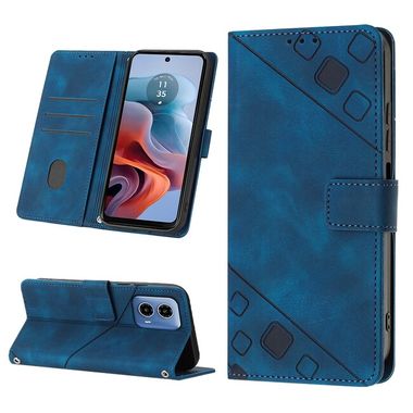 Peňaženkové kožené puzdro Embossed na Motorola Moto G34 G5 - Modrá