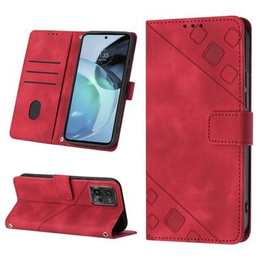 Peňaženkové kožené puzdro Embossed na Motorola Moto G72 - Červená