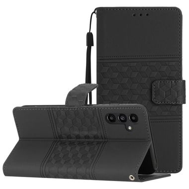 Peňaženkové kožené puzdro EMBOSSED na Samsung Galaxy A54 5G – Čierna