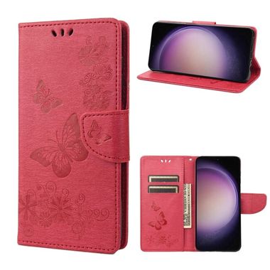 Peňaženkové kožené puzdro EMBOSSED na Samsung Galaxy S23 5G – Červená