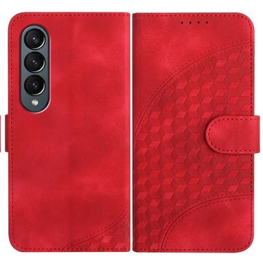 Peňaženkové kožené puzdro Embossed na Samsung Galaxy Z Fold4 - Červená