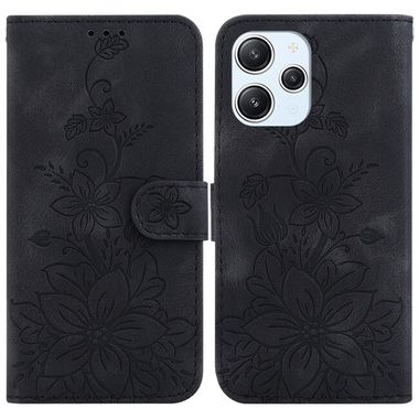 Peňaženkové kožené puzdro Embossed na Xiaomi Redmi 12 - Čierna