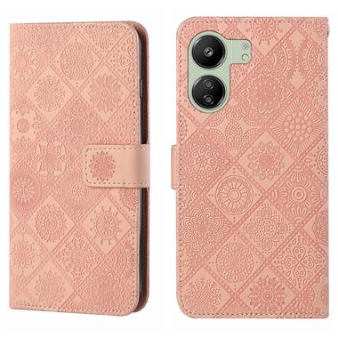 Peňaženkové kožené puzdro Ethnic na Xiaomi Redmi 13C - Ružová