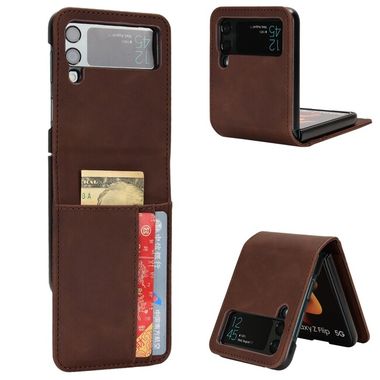Peňaženkové kožené puzdro External na Samsung Galaxy Z Flip4 - Hnedá