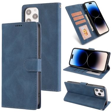 Peňaženkové kožené puzdro FANTASY na iPhone 14 Pro - Modrá