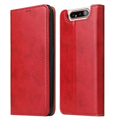 Peňaženkové kožené puzdro FIERRE SHANN na Samsung Galaxy A80 – Červená