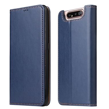 Peňaženkové kožené puzdro FIERRE SHANN na Samsung Galaxy A80 – Modrá