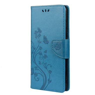 Peňaženkové kožené puzdro FLOWER na Samsung Galaxy A53 5G - Modrá