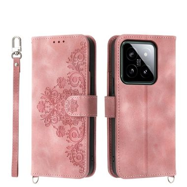 Peňaženkové kožené puzdro Flowers na Xiaomi 14 - Ružová