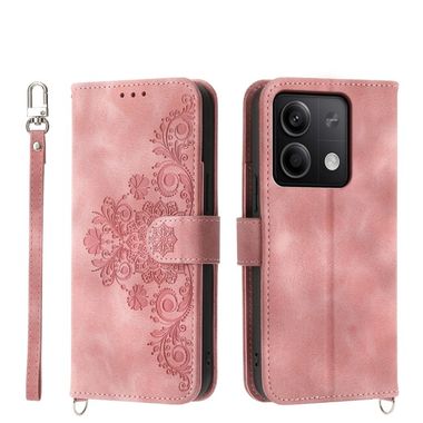 Peňaženkové kožené puzdro Flowers na Xiaomi Redmi Note 13 - Ružová