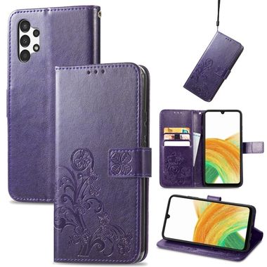Peňaženkové kožené puzdro FOUR-LEAF na Samsung Galaxy A13 - Fialová