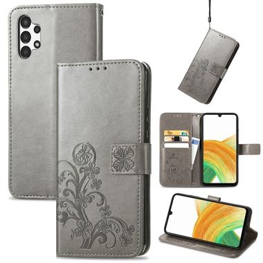 Peňaženkové kožené puzdro FOUR-LEAF na Samsung Galaxy A13 - Šedá