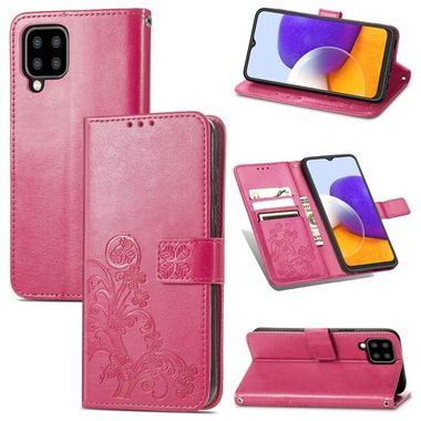 Peňaženkové kožené puzdro FOUR-LEAF na Samsung Galaxy A22 4G - Rose Red