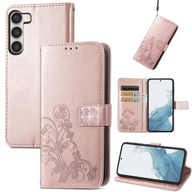 Peňaženkové kožené puzdro FOUR-LEAF na Samsung Galaxy A54 5G – Ružovozlatá