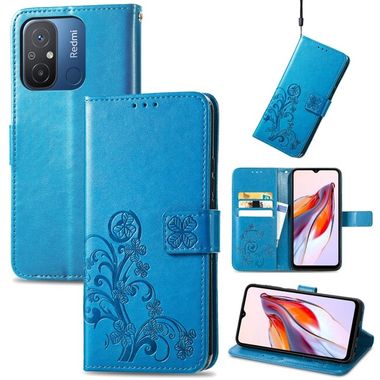 Peňaženkové kožené puzdro FOUR-LEAF na Xiaomi 12C – Modrá