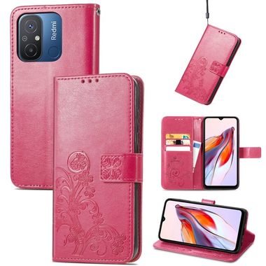Peňaženkové kožené puzdro FOUR-LEAF na Xiaomi 12C – Ružová