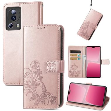 Peňaženkové kožené puzdro FOUR-LEAF na Xiaomi 13 Lite - Ružové zlato