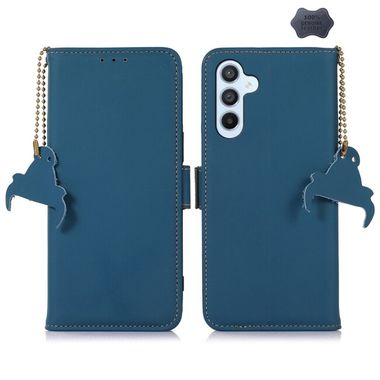 Peňaženkové kožené puzdro Genuine Leather Magnetic na Galaxy A15 4G/ 5G - Modrá