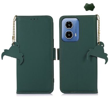 Peňaženkové kožené puzdro Genuine Leather na Motorola Moto G34 G5 - Zelená