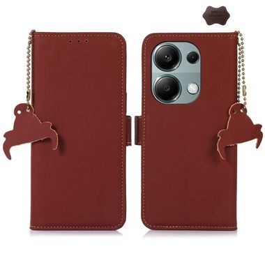 Peňaženkové kožené puzdro Genuine RFID na Xiaomi Redmi Note 13 4G - Kávová