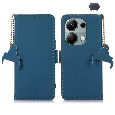 Peňaženkové kožené puzdro Genuine RFID na Xiaomi Redmi Note 13 4G - Modrá