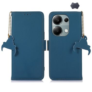 Peňaženkové kožené puzdro Genuine RFID na Xiaomi Redmi Note 13 Pro 4G - Modrá