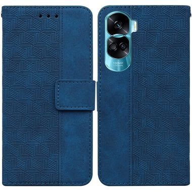 Peňaženkové kožené puzdro Geometric na Honor 90 Lite - Modrá