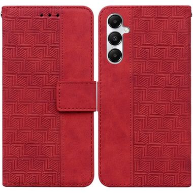 Peňaženkové kožené puzdro Geometric Embossed na Samsung Galaxy A05s - Červená