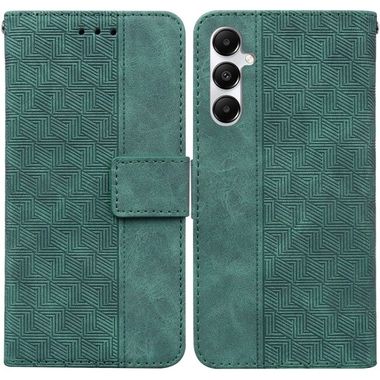 Peňaženkové kožené puzdro Geometric Embossed na Samsung Galaxy A05s - Zelená
