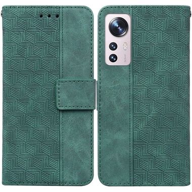 Peňaženkové kožené puzdro GEOMETRIC na Xiaomi 12X – Zelená