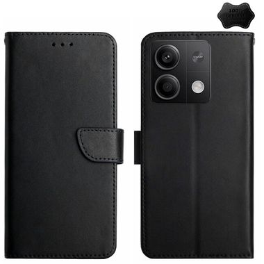 Peňaženkové kožené puzdro Global Genuine na Xiaomi Redmi Note 13 Pro 4G - Čierna