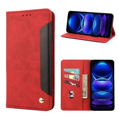 Peňaženkové kožené puzdro Global Splicing na Xiaomi Redmi Note 12 Pro+ 5G - Červená