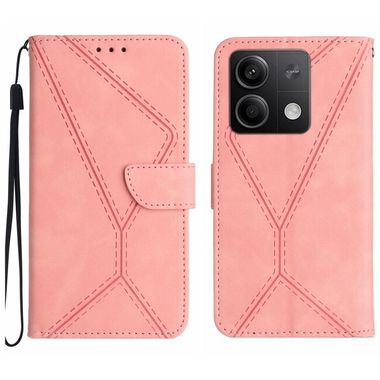 Peňaženkové kožené puzdro Global Stitching na Xiaomi Redmi Note 13 4G - Ružová