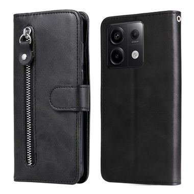 Peňaženkové kožené puzdro Global Zipper na Xiaomi Redmi Note 13 Pro - Čierna